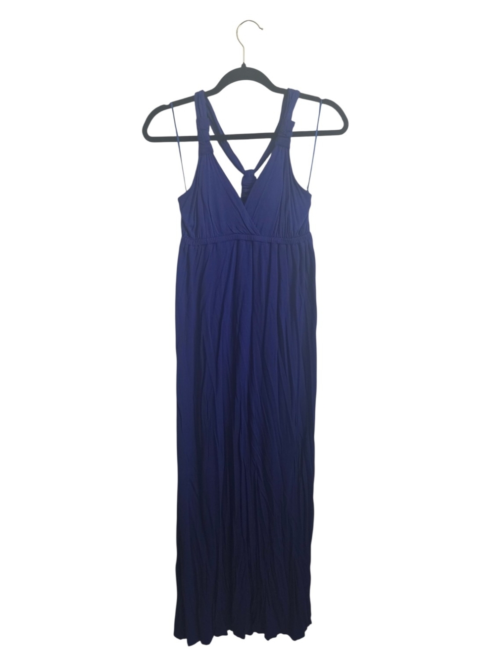 Y2K Pink Rose Sleeveless Knot-Back Maxi Dress - Navy